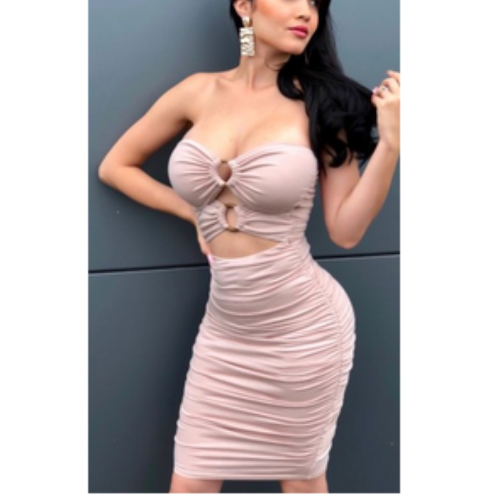 Strapless Women's Light Pink Bodycon Dress